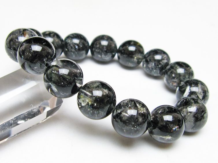 ブラックエレスチャルクォーツ ブレスレット 15mm 一点物 111-54173