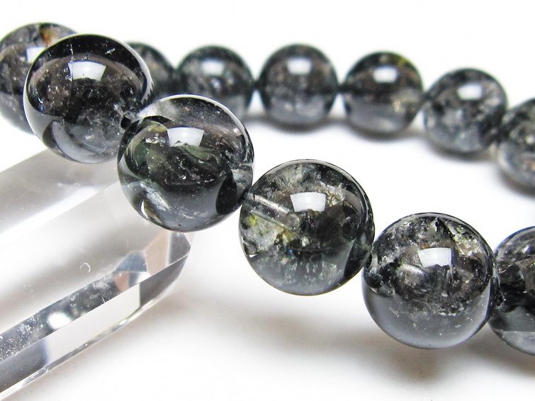 ブラックエレスチャルクォーツ ブレスレット 15mm 一点物 111-54173