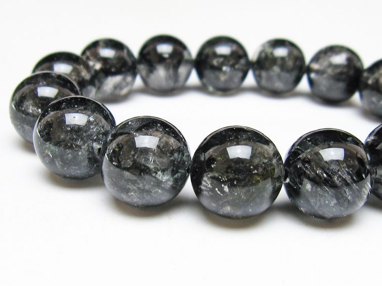 ブラックエレスチャルクォーツ ブレスレット 15mm 一点物 111-54173
