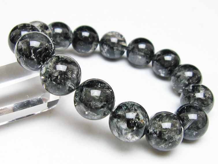 ブラックエレスチャルクォーツ ブレスレット 15mm 一点物 111-54175