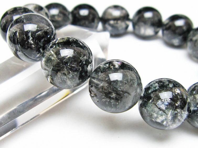 ブラックエレスチャルクォーツ ブレスレット 15mm 一点物 111-54175