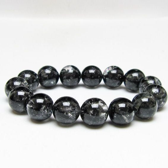 ブラックエレスチャルクォーツ ブレスレット 14mm 一点物 111-54176