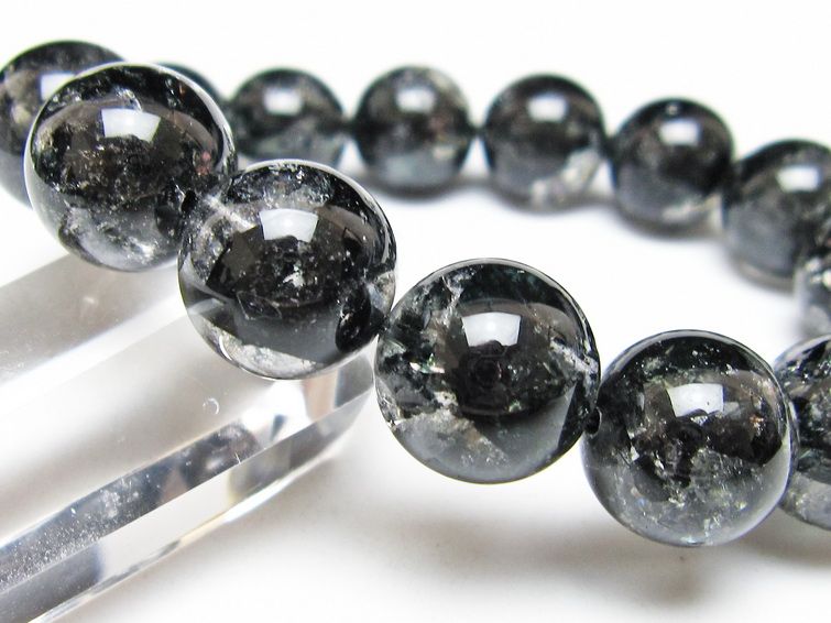 ブラックエレスチャルクォーツ ブレスレット 14mm 一点物 111-54176