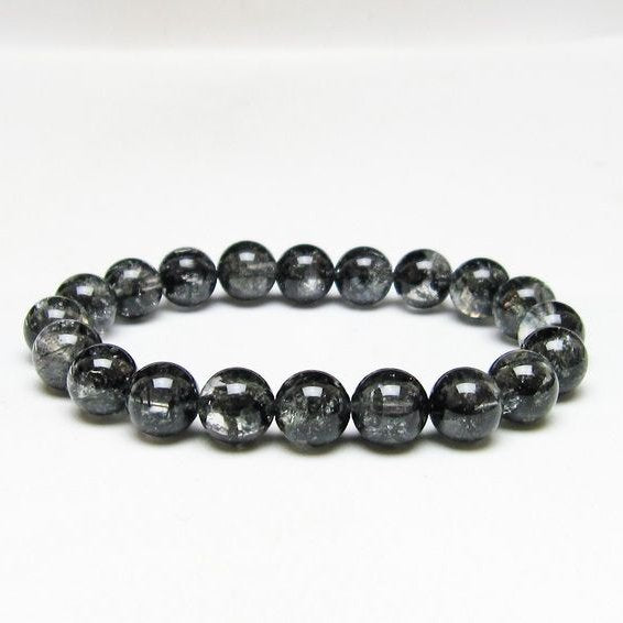 ブラックエレスチャルクォーツ ブレスレット 10mm メール便可 一点物 111-54178