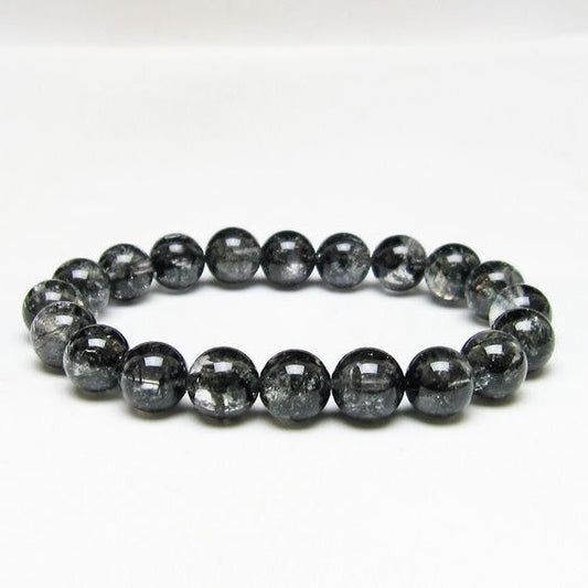 ブラックエレスチャルクォーツ ブレスレット 10mm メール便可 一点物 111-54178