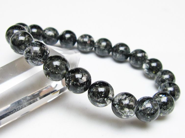 ブラックエレスチャルクォーツ ブレスレット 10mm メール便可 一点物 111-54178