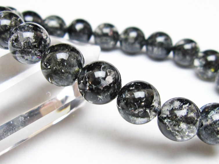 ブラックエレスチャルクォーツ ブレスレット 10mm メール便可 一点物 111-54178