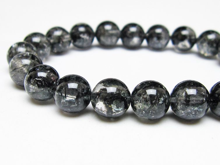 ブラックエレスチャルクォーツ ブレスレット 10mm メール便可 一点物 111-54178