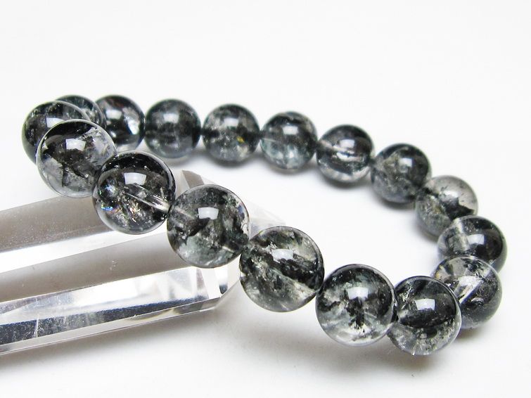 ブラックエレスチャルクォーツ ブレスレット 12mm 一点物 111-54179