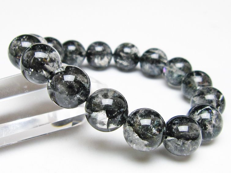 ブラックエレスチャルクォーツ ブレスレット 13mm 一点物 111-54180