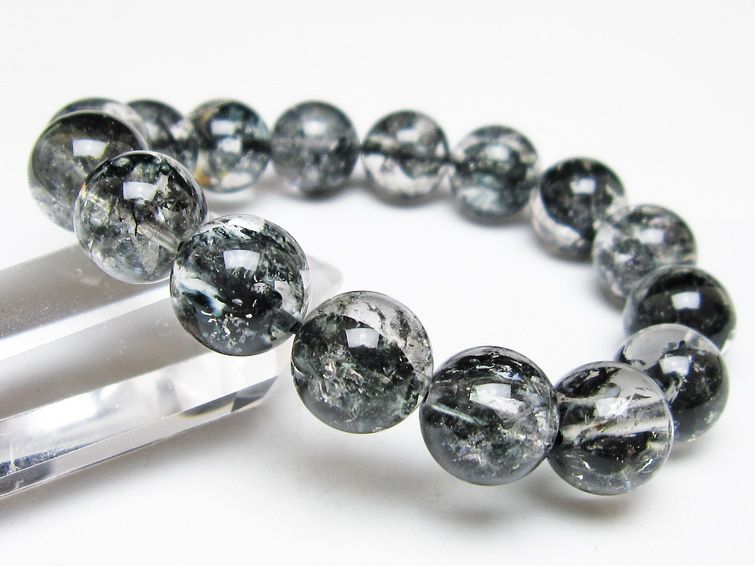 ブラックエレスチャルクォーツ ブレスレット 13mm 一点物 111-54182