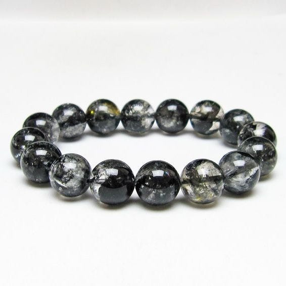 ブラックエレスチャルクォーツ ブレスレット 14mm 一点物 111-54184