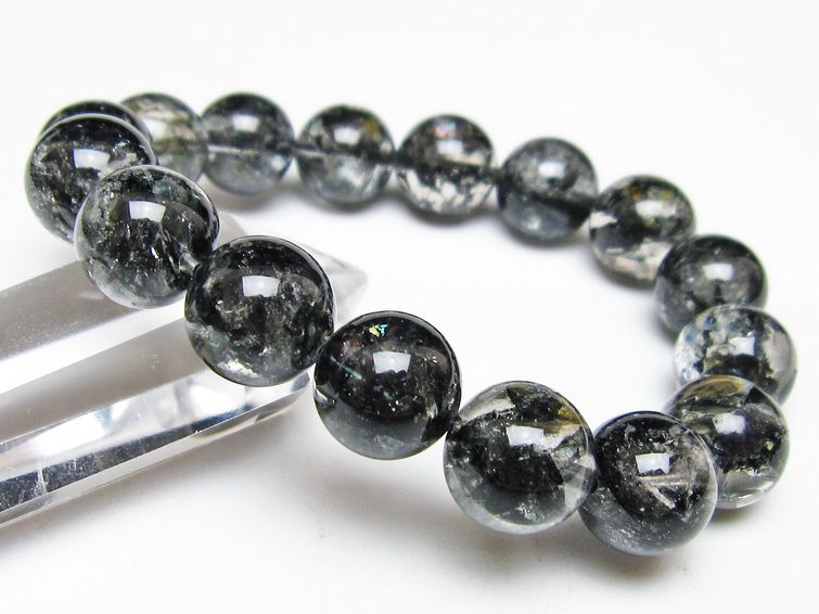 ブラックエレスチャルクォーツ ブレスレット 14mm 一点物 111-54184