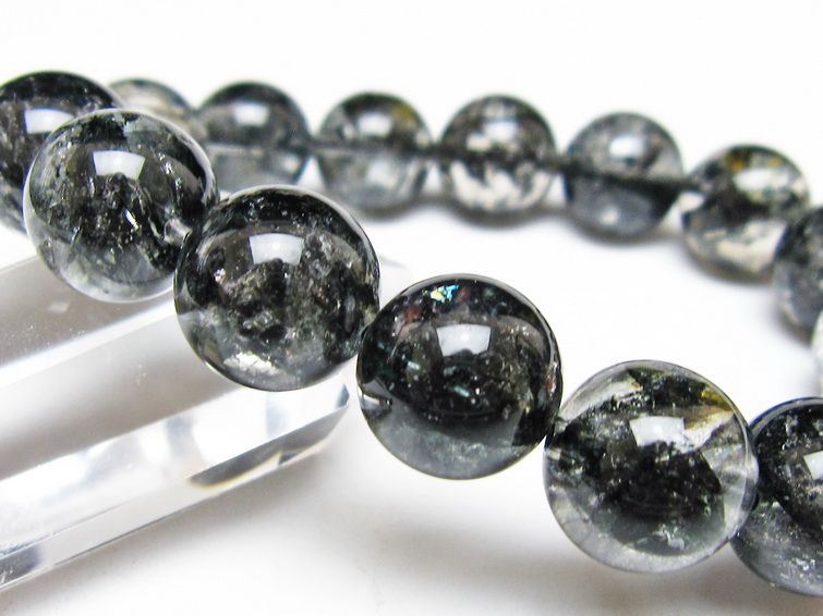 ブラックエレスチャルクォーツ ブレスレット 14mm 一点物 111-54184