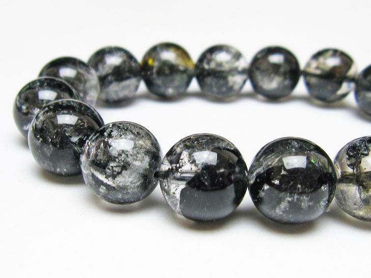 ブラックエレスチャルクォーツ ブレスレット 14mm 一点物 111-54184