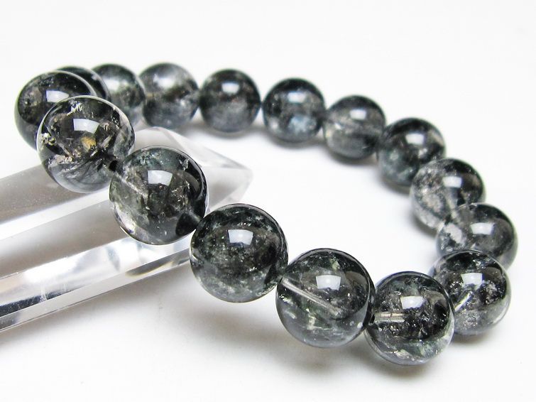 ブラックエレスチャルクォーツ ブレスレット 14mm 一点物 111-54185