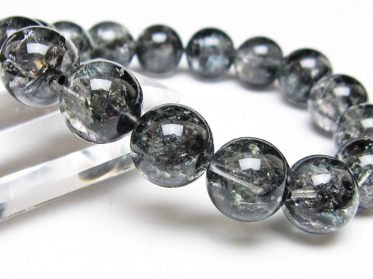 ブラックエレスチャルクォーツ ブレスレット 14mm 一点物 111-54185