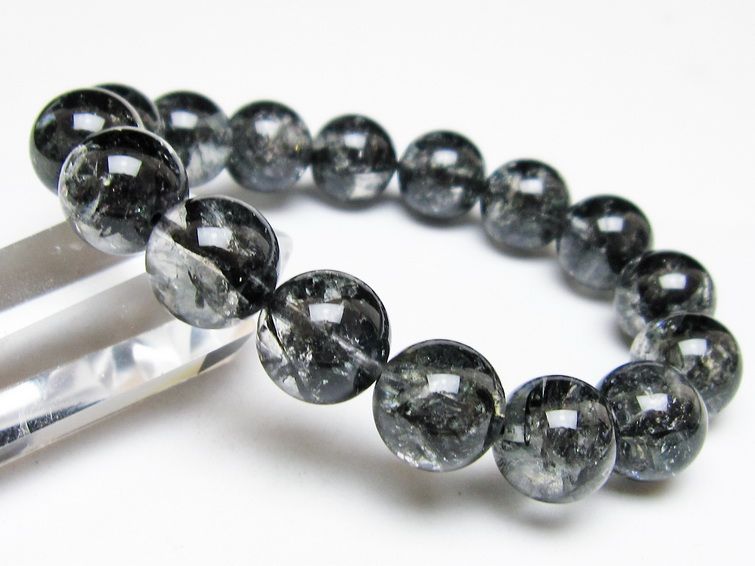 ブラックエレスチャルクォーツ ブレスレット 14mm 一点物 111-54186