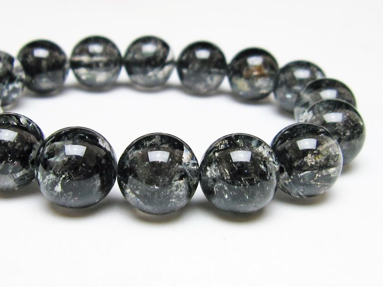 ブラックエレスチャルクォーツ ブレスレット 14mm 一点物 111-54186