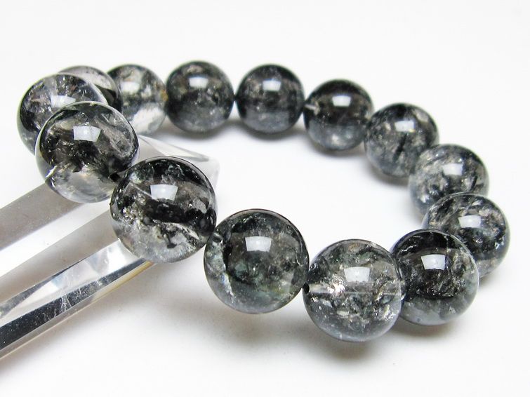 ブラックエレスチャルクォーツ ブレスレット 16mm 一点物 111-54187