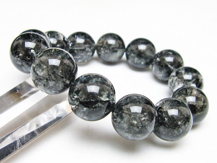ブラックエレスチャルクォーツ ブレスレット 17mm 一点物 111-54190