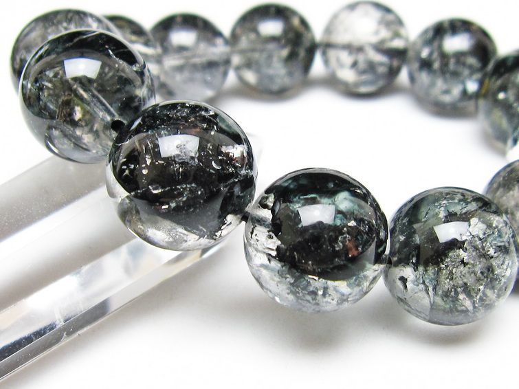 ブラックエレスチャルクォーツ ブレスレット 17mm 一点物 111-54191
