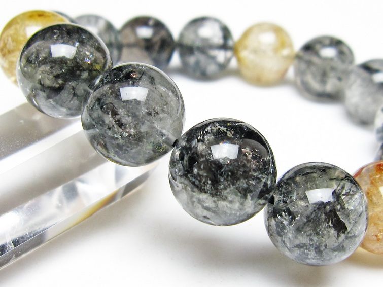 ブラックエレスチャルクォーツ ブレスレット 15mm 一点物 111-54197