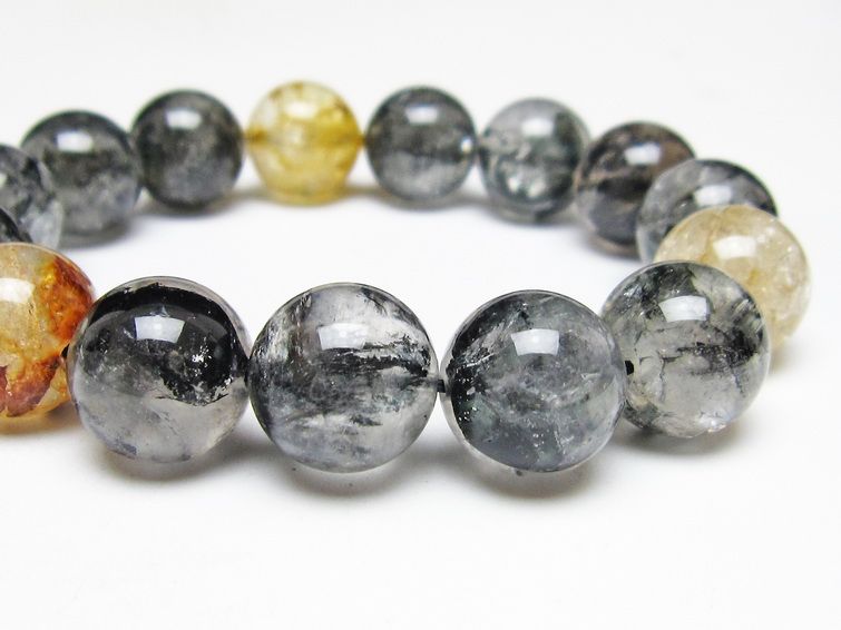 ブラックエレスチャルクォーツ ブレスレット 15mm 一点物 111-54197