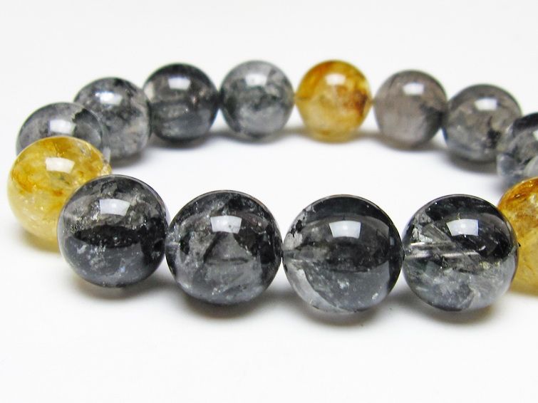 ブラックエレスチャルクォーツ ブレスレット 15mm 一点物 111-54198