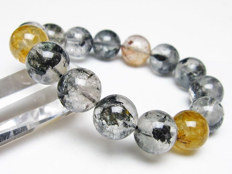 ブラックエレスチャルクォーツ ブレスレット 15mm 一点物 111-54200