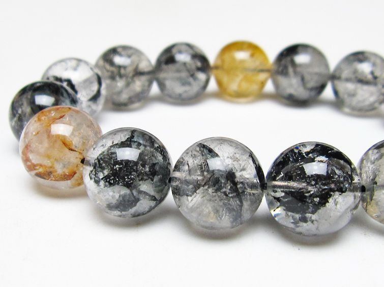 ブラックエレスチャルクォーツ ブレスレット 15mm 一点物 111-54200