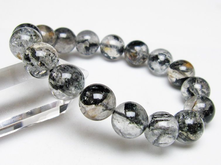 ブラックエレスチャルクォーツ ブレスレット 12mm メール便可 一点物 111-54206