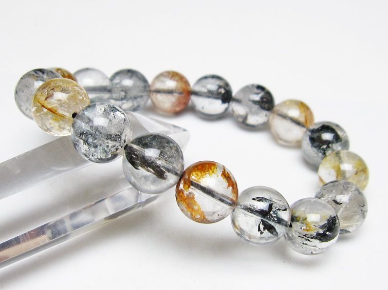 ブラックエレスチャルクォーツ ブレスレット 12mm メール便可 一点物 111-54208
