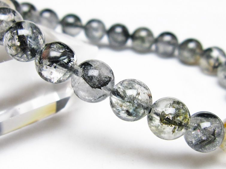 ブラックエレスチャルクォーツ ブレスレット 8mm メール便可 一点物 111-54214
