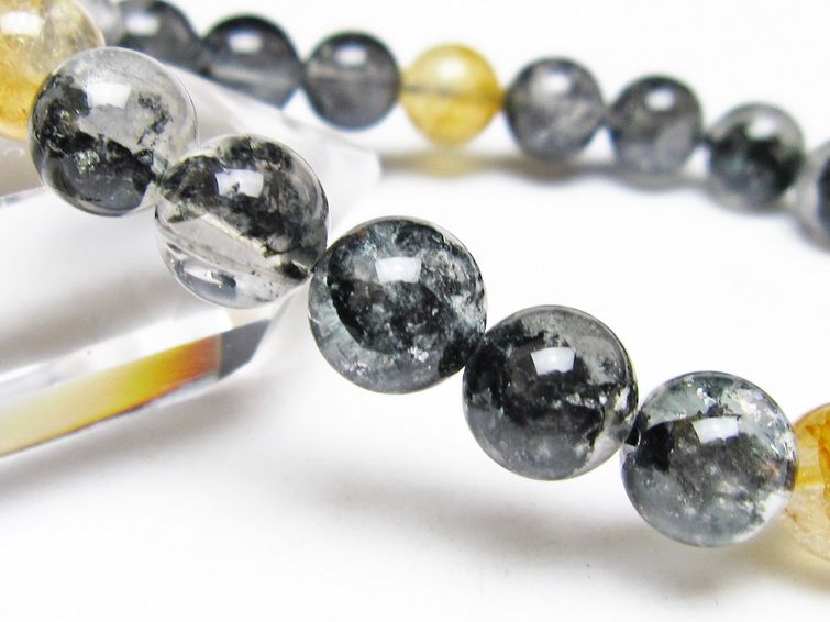 ブラックエレスチャルクォーツ ブレスレット 10mm メール便可 一点物 111-54222