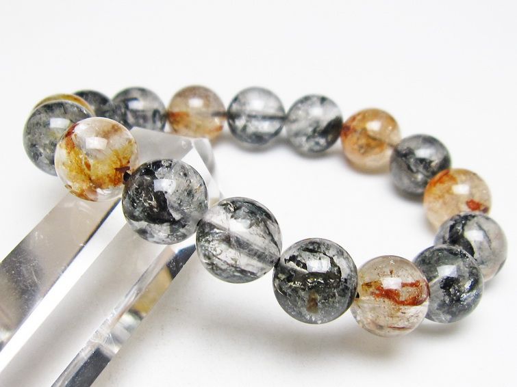 ブラックエレスチャルクォーツ ブレスレット 12mm 一点物 111-54232
