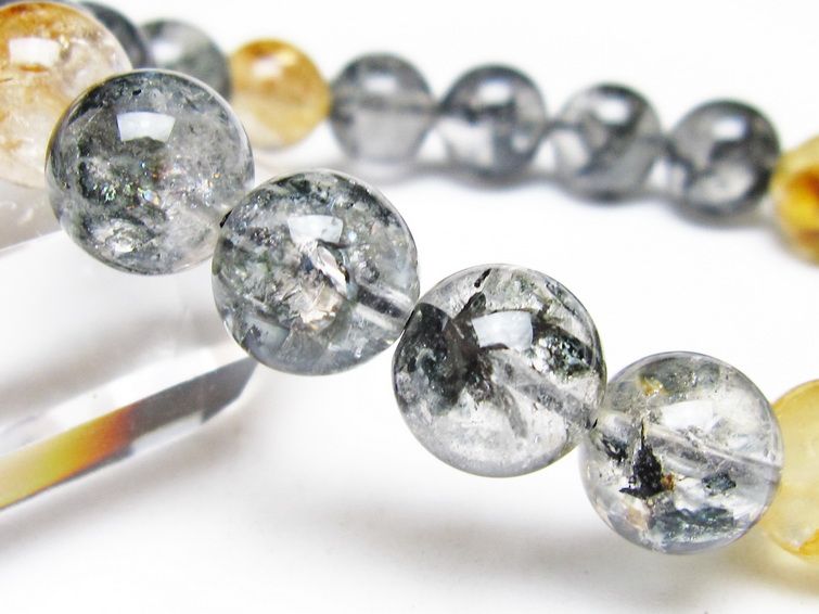 ブラックエレスチャルクォーツ ブレスレット 12mm 一点物 111-54233