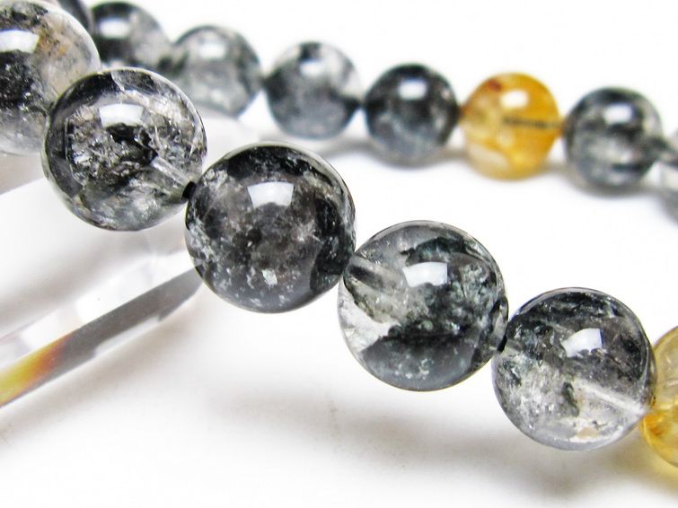 ブラックエレスチャルクォーツ ブレスレット 12mm 一点物 111-54234