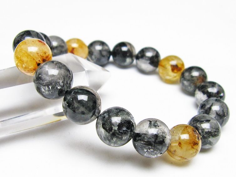 ブラックエレスチャルクォーツ ブレスレット 12mm 一点物 111-54236