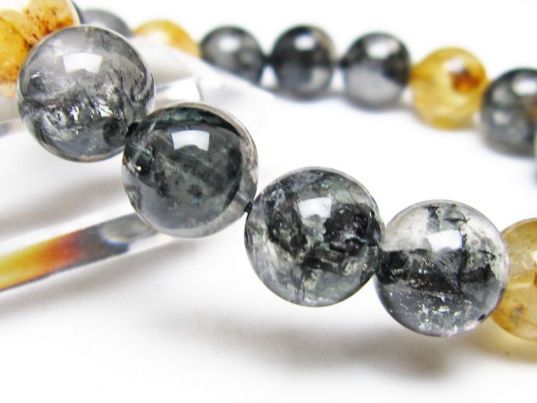 ブラックエレスチャルクォーツ ブレスレット 12mm 一点物 111-54236