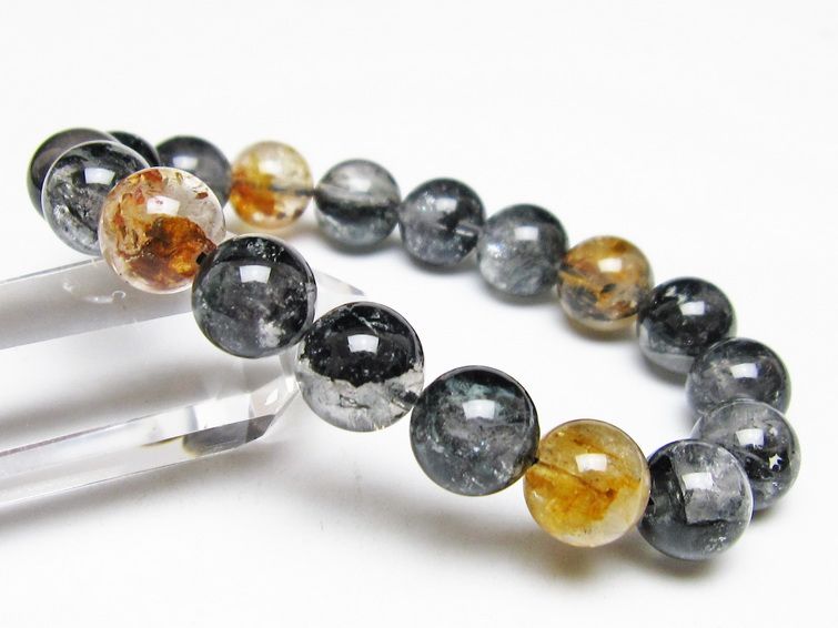 ブラックエレスチャルクォーツ ブレスレット 12mm 一点物 111-54237
