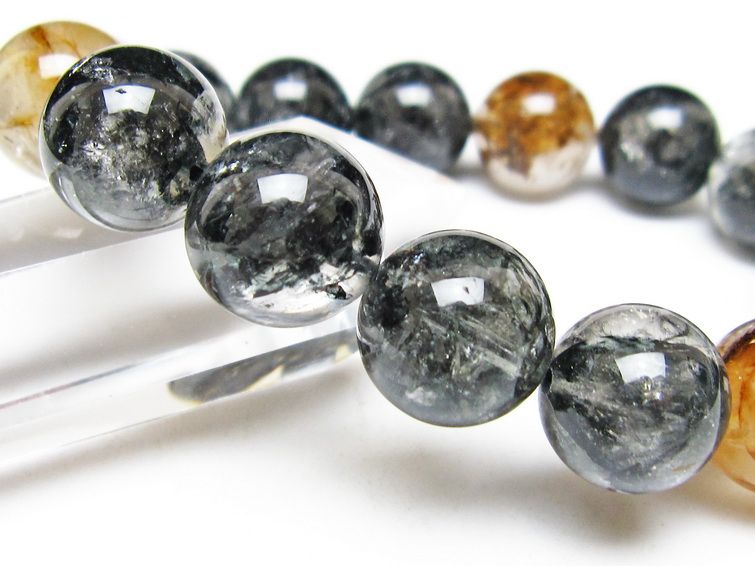 ブラックエレスチャルクォーツ ブレスレット 14mm 一点物 111-54241