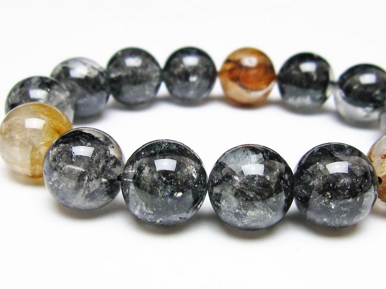 ブラックエレスチャルクォーツ ブレスレット 14mm 一点物 111-54241