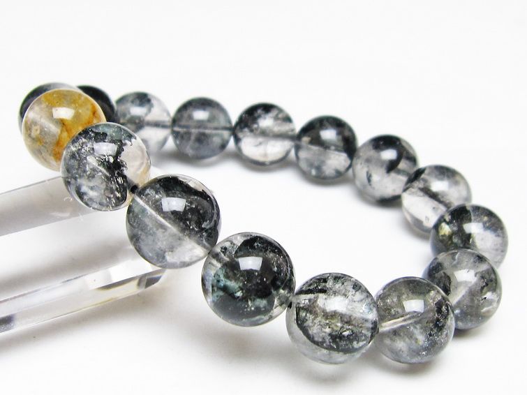 ブラックエレスチャルクォーツ ブレスレット 14mm 一点物 111-54242