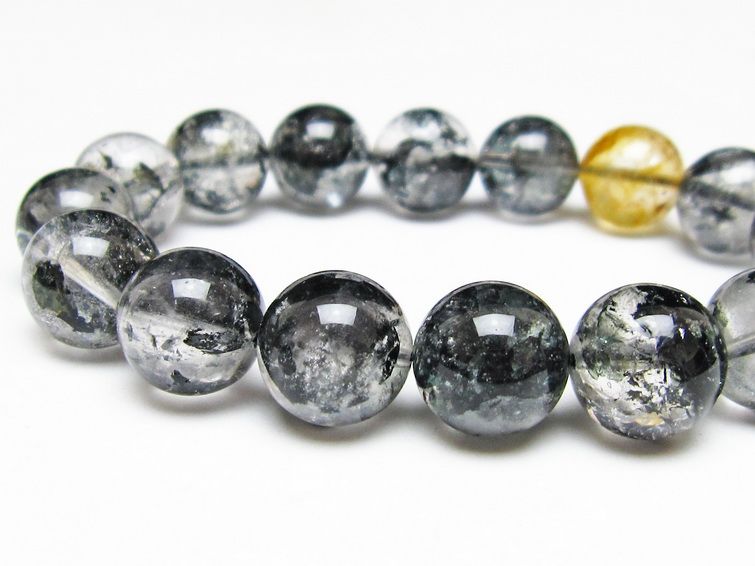 ブラックエレスチャルクォーツ ブレスレット 14mm 一点物 111-54242