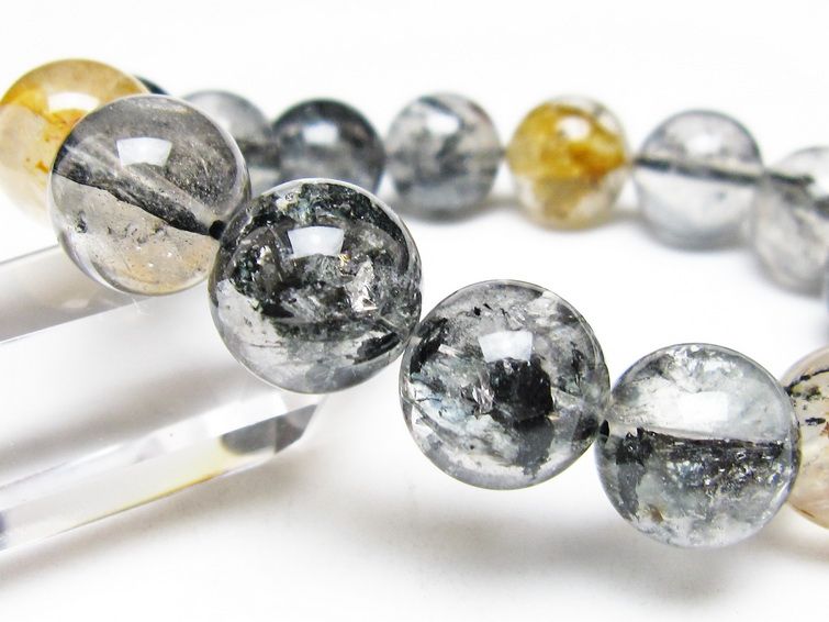 ブラックエレスチャルクォーツ ブレスレット 15mm 一点物 111-54243