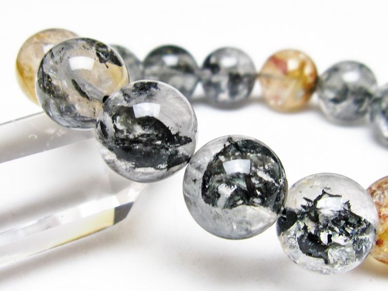 ブラックエレスチャルクォーツ ブレスレット 15mm 一点物 111-54246