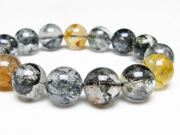 ブラックエレスチャルクォーツ ブレスレット 15mm 一点物 111-54247