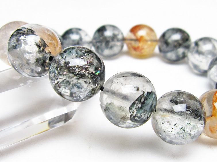 ブラックエレスチャルクォーツ ブレスレット 15mm 一点物 111-54249