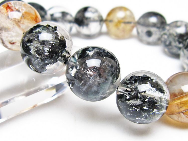 ブラックエレスチャルクォーツ ブレスレット 16mm 一点物 111-54250